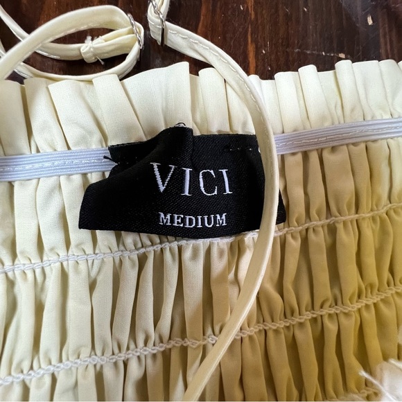 VICI Collection Fawn Smocked A-Line Midi Dress Adjustable t-straps Size Medium - Picture 10 of 12